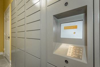 a filing cabinet with a computer on the wall